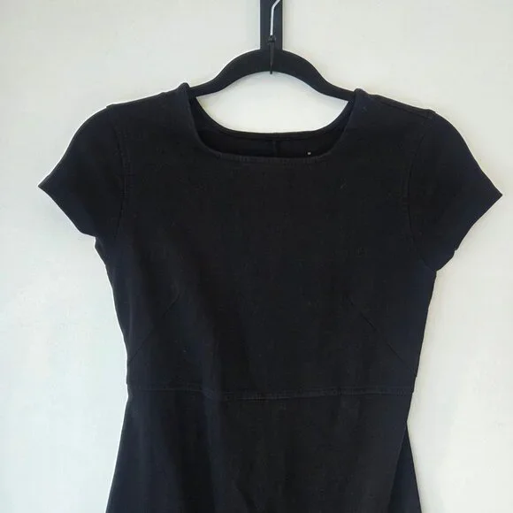 Everlane Black Essential Dress Casual Stretch Basic Short Sleeve Women's XS - Picture 3 of 5